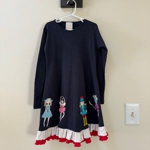 Navy Dress with Embroidered Appliqué Nutcracker Ballet Dress for Christmas